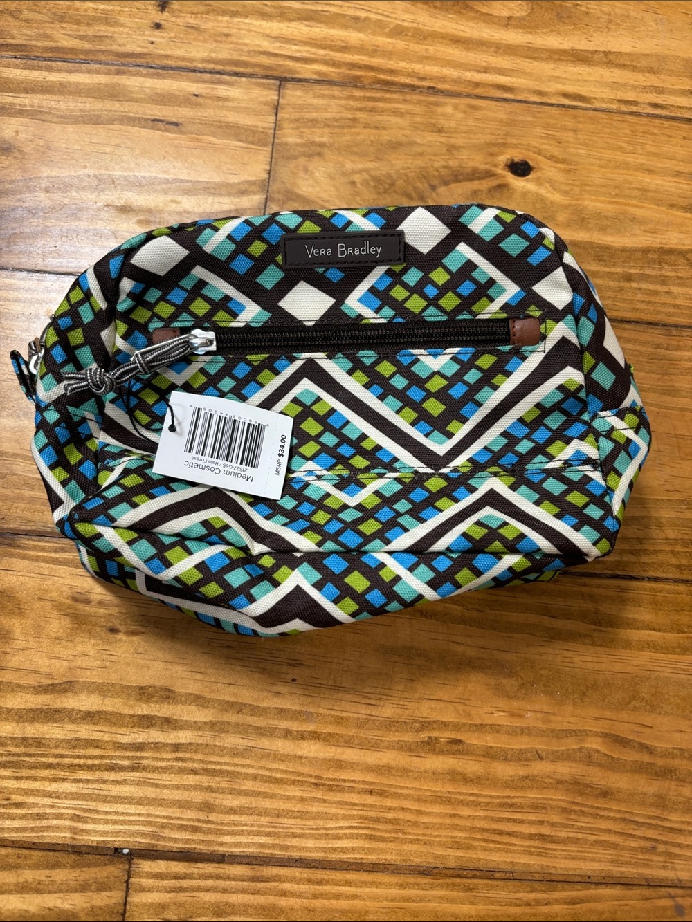 NWT Vera Bradley Medium Cosmetic RETIRED Geometric Rain Forest Pattern